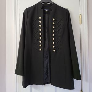 Tommy Hilfiger Knit Military Band Jacket Women's 4/L Navy Blue Silver Buttons